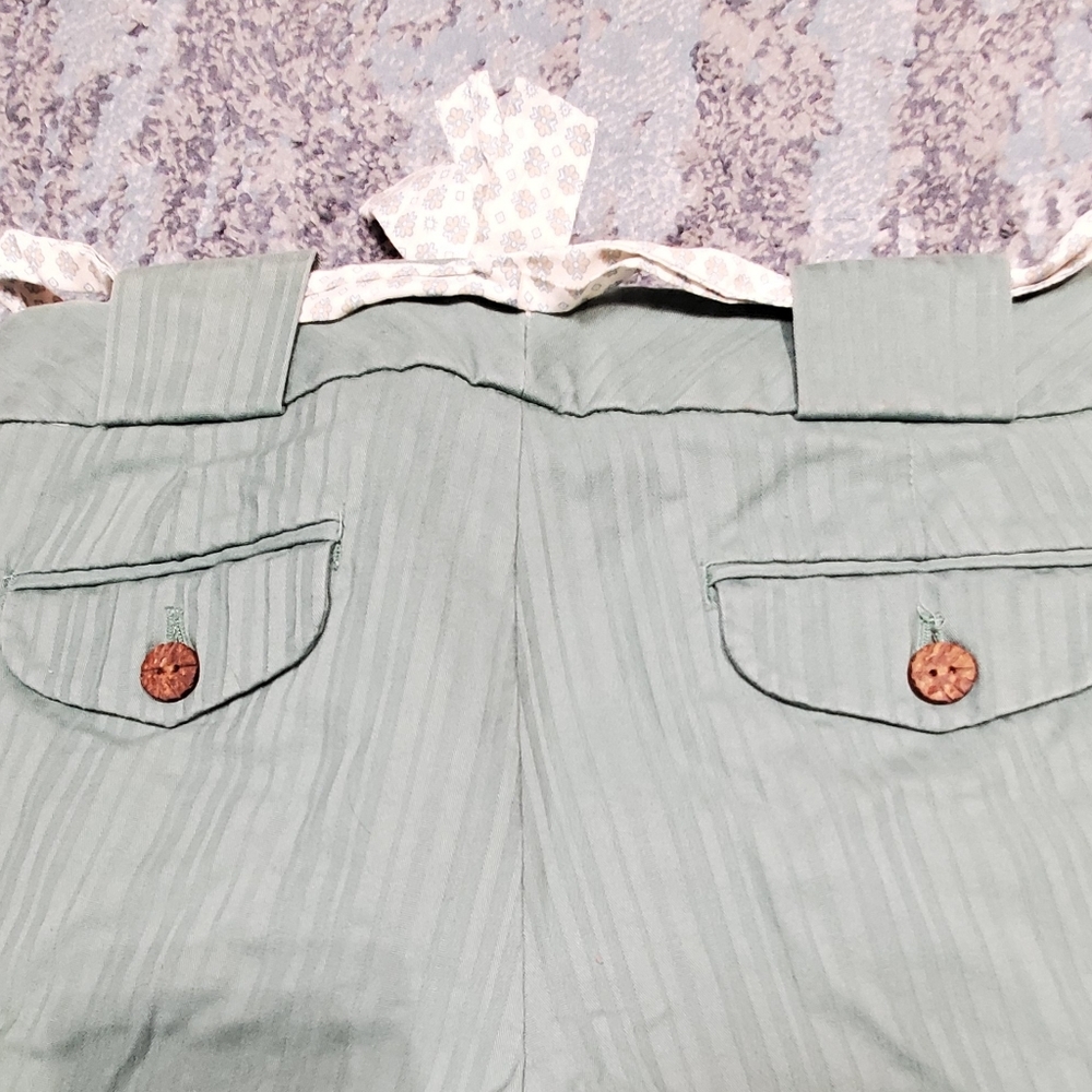 Green Stripe Wide-Leg Pants with Tie Waist Size 4 - Picture 6 of 7